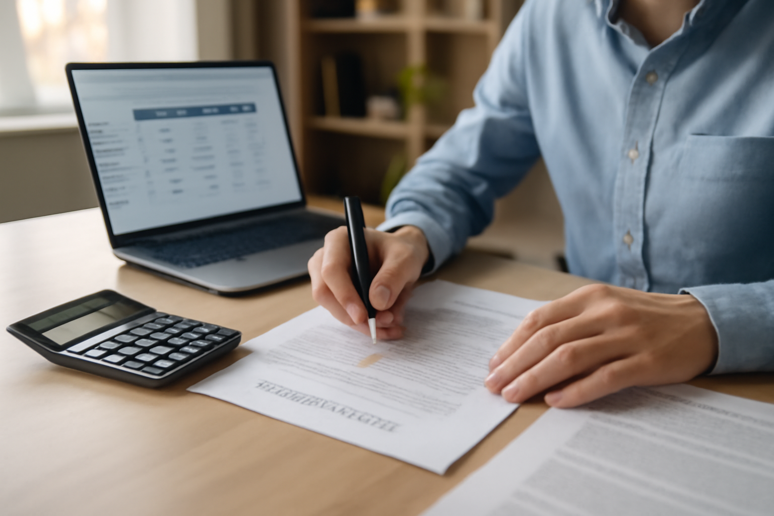 comparatif coût total loa et achat sur un tableau financier, calculatrice et documents dans un bureau