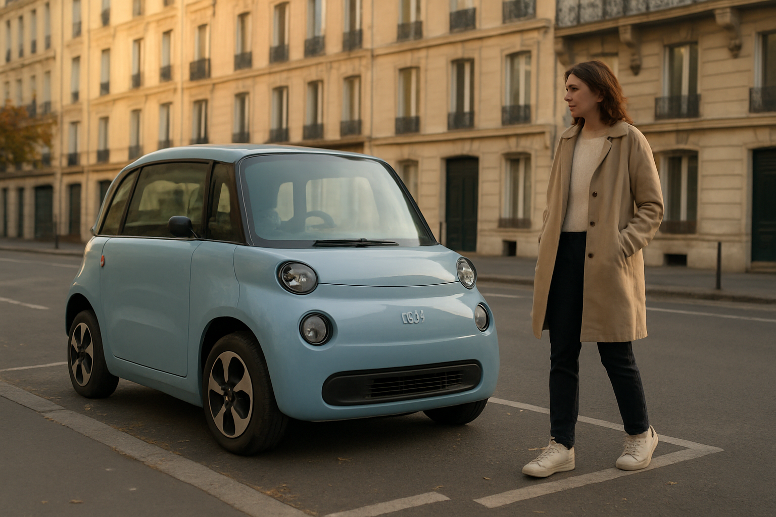 Fiat Topolino électrique quadricycle léger garé en ville